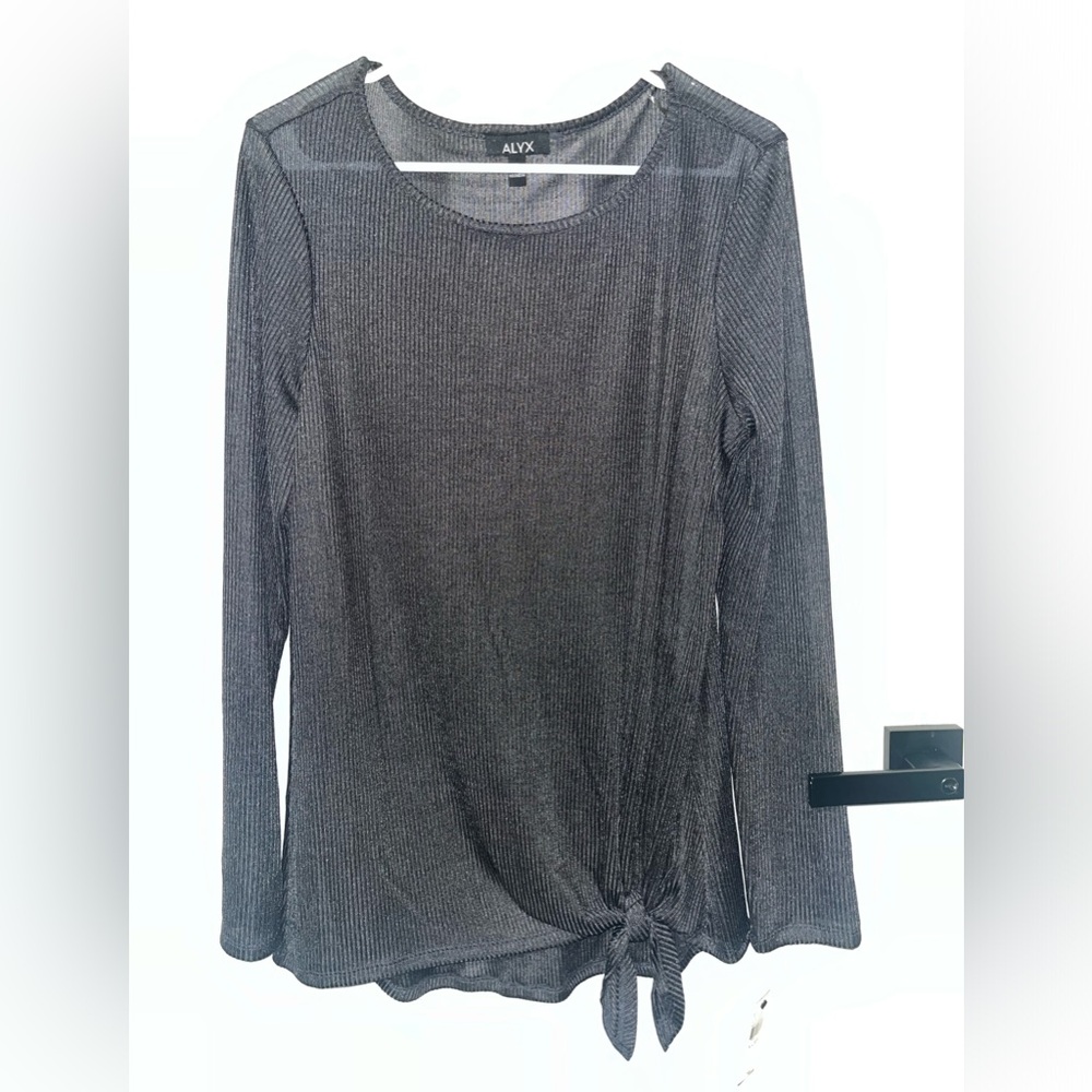 NWT ALYX - WOMEN'S Black grayish ASYMETRICAL STRETCH KNIT TUNIC TOP - SIZE XL
